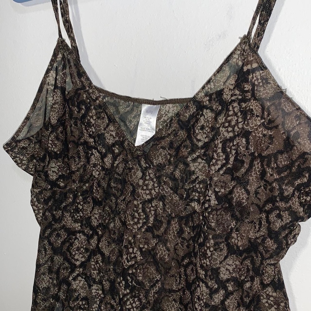 Brown snake print mesh body suit // would fit a small - x-large